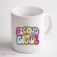 Second Grade Groovy Happy First Day Of School Bright Dots Coffee Mug thumb 1