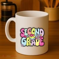 Second Grade Groovy Happy First Day Of School Bright Dots Coffee Mug thumb 4