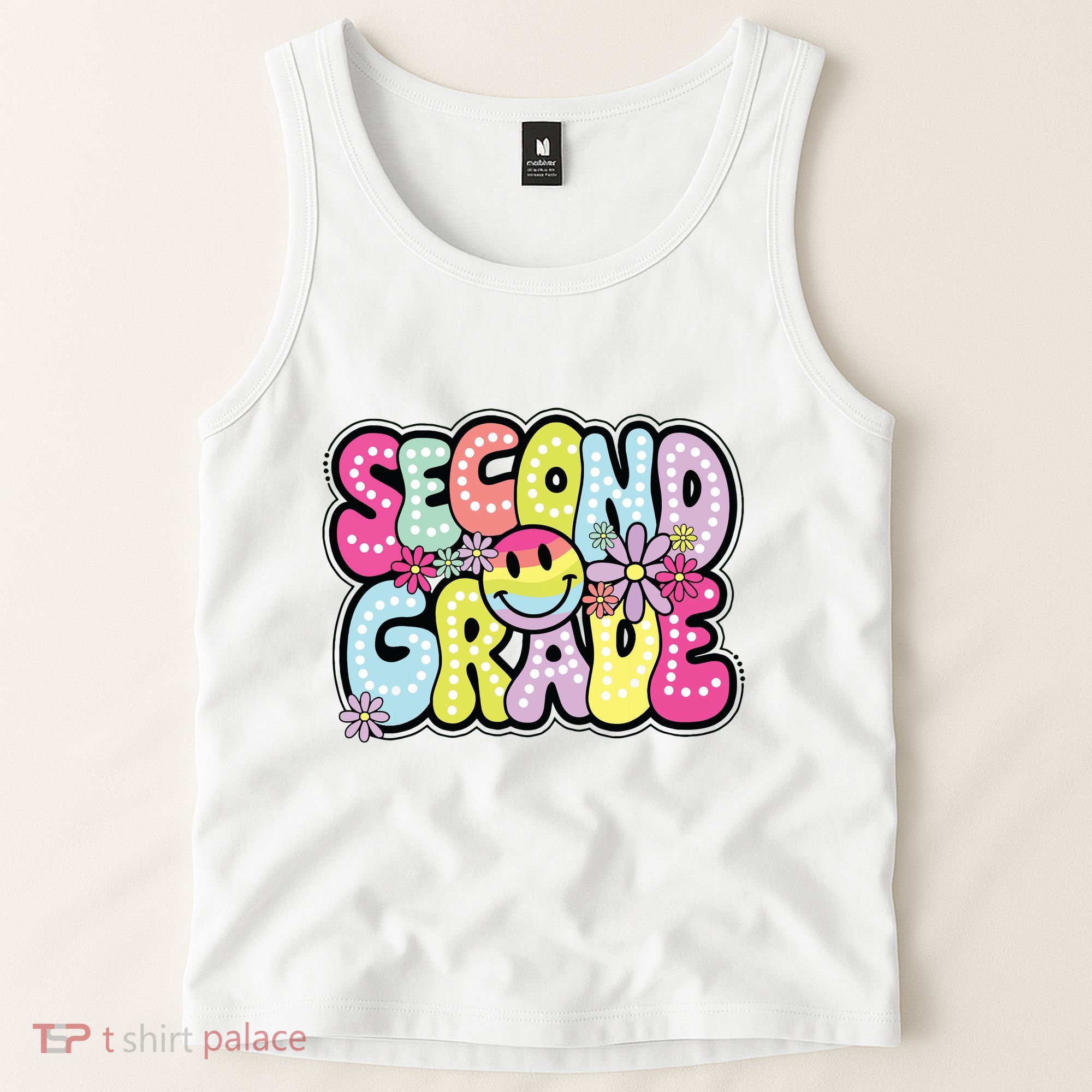 Second Grade Groovy Happy First Day Of School Bright Dots Tank Top
