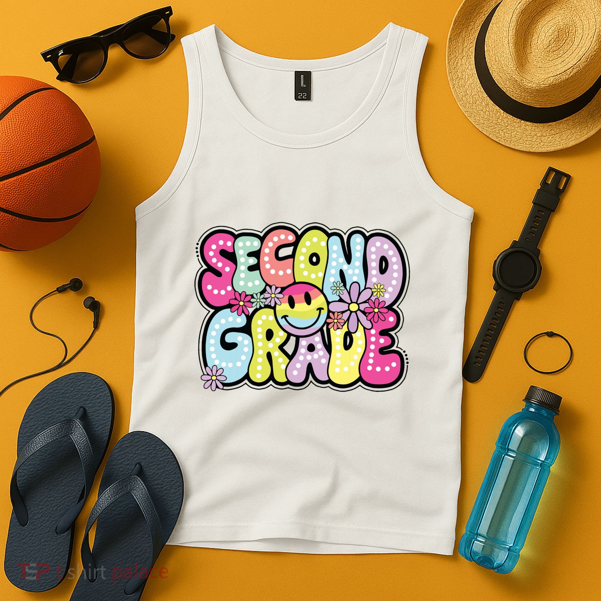 Second Grade Groovy Happy First Day Of School Bright Dots Tank Top