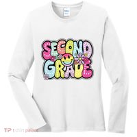 Second Grade Groovy Happy First Day Of School Bright Dots Women's Long Sleeve Shirt thumb 0
