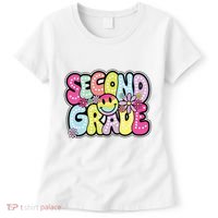 Second Grade Groovy Happy First Day Of School Bright Dots Women's T-Shirt thumb 0
