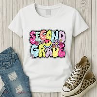 Second Grade Groovy Happy First Day Of School Bright Dots Women's T-Shirt thumb 3