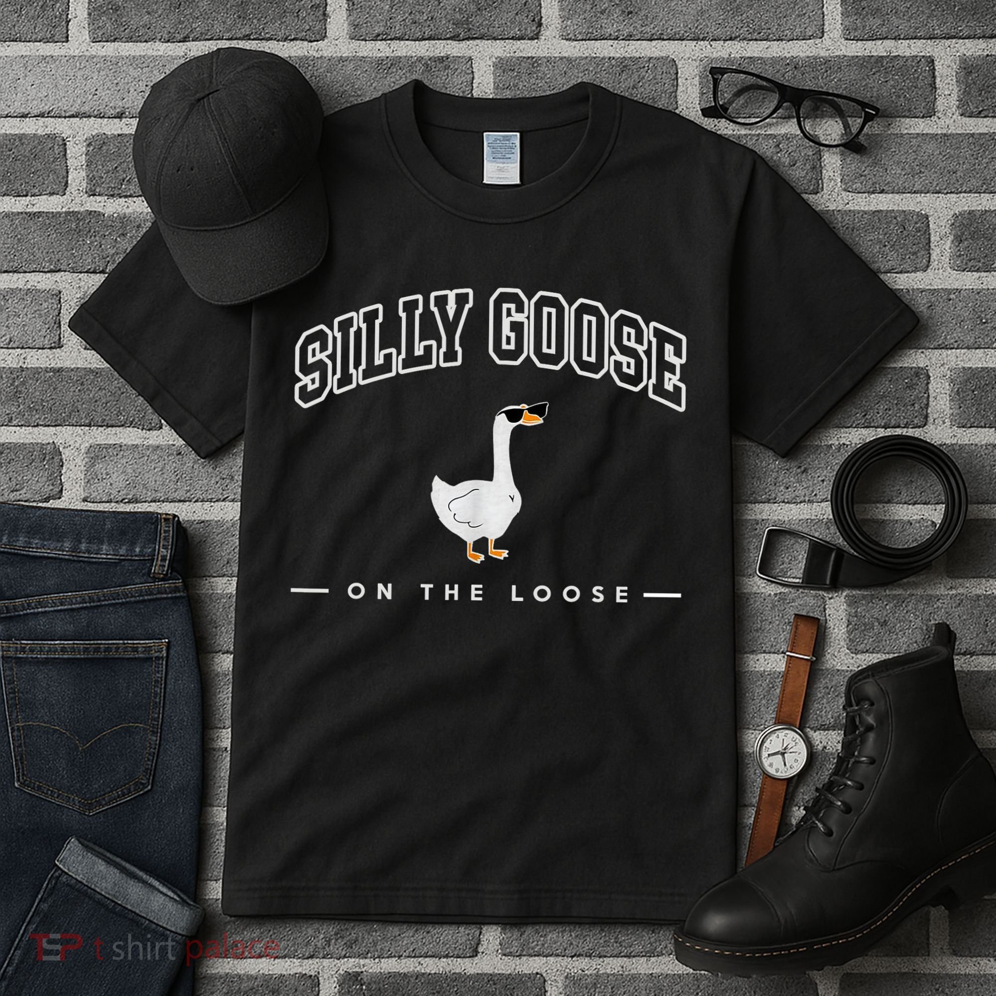 Silly Goose Goose On The Loose Funny Silly Goose University Tall T-Shirt