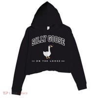 Silly Goose Goose On The Loose Funny Silly Goose University Crop Fleece Hoodie thumb 0
