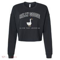 Silly Goose Goose On The Loose Funny Silly Goose University Cropped Pullover Crew thumb 0