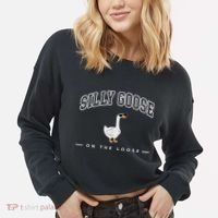 Silly Goose Goose On The Loose Funny Silly Goose University Cropped Pullover Crew thumb 2
