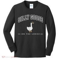 Silly Goose Goose On The Loose Funny Silly Goose University Kids Long Sleeve Shirt thumb 0