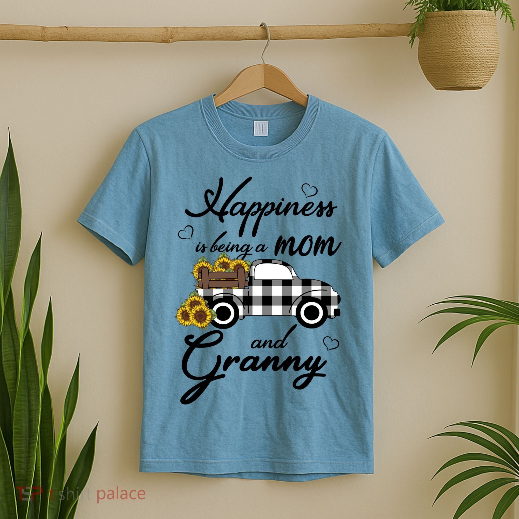 Sunflower Grandma Gift Happiness Is Being A Mom And Granny Gift T-Shirt