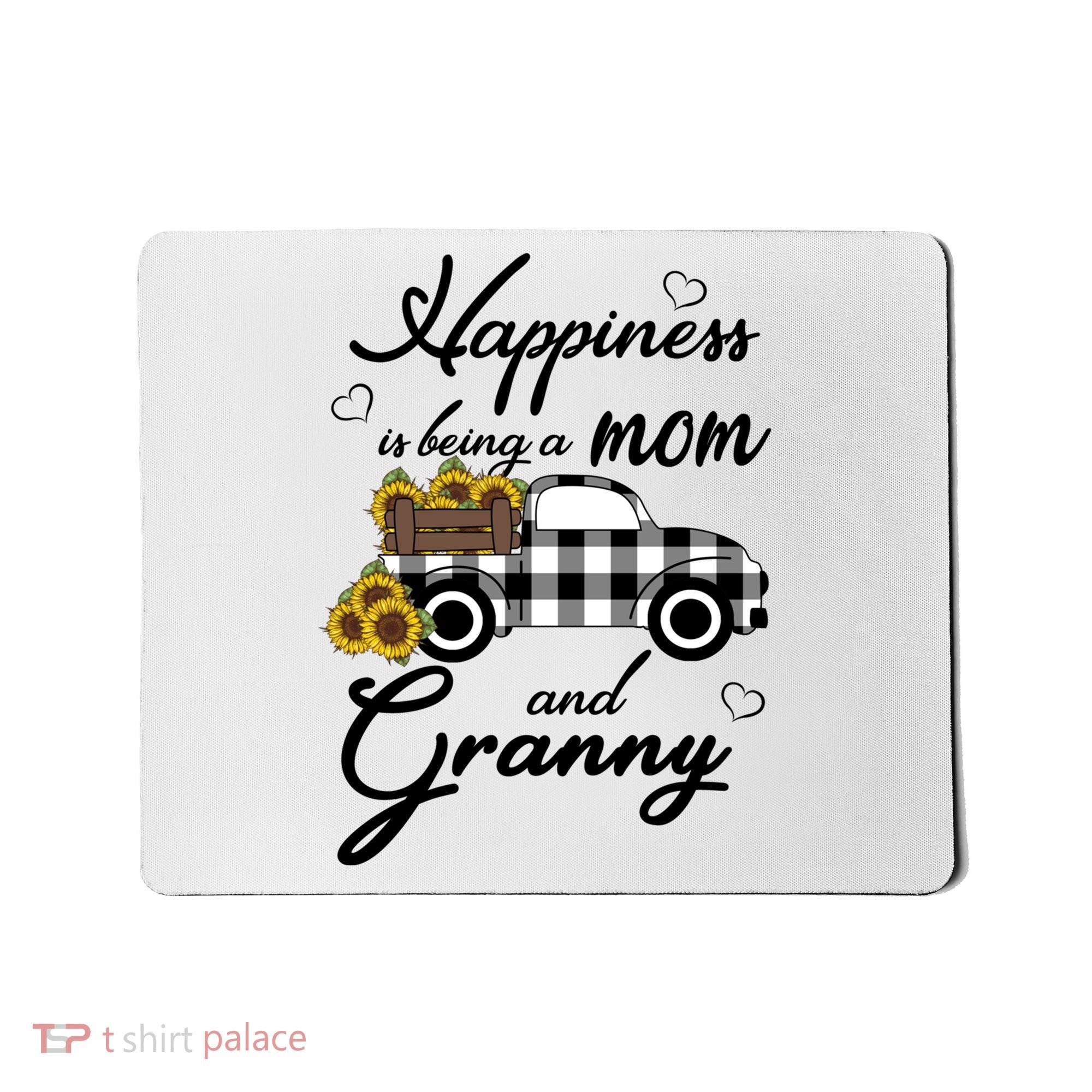 Sunflower Grandma Gift Happiness Is Being A Mom And Granny Gift Mousepad