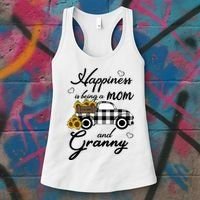 Sunflower Grandma Gift Happiness Is Being A Mom And Granny Gift Women's Tank Top thumb 3