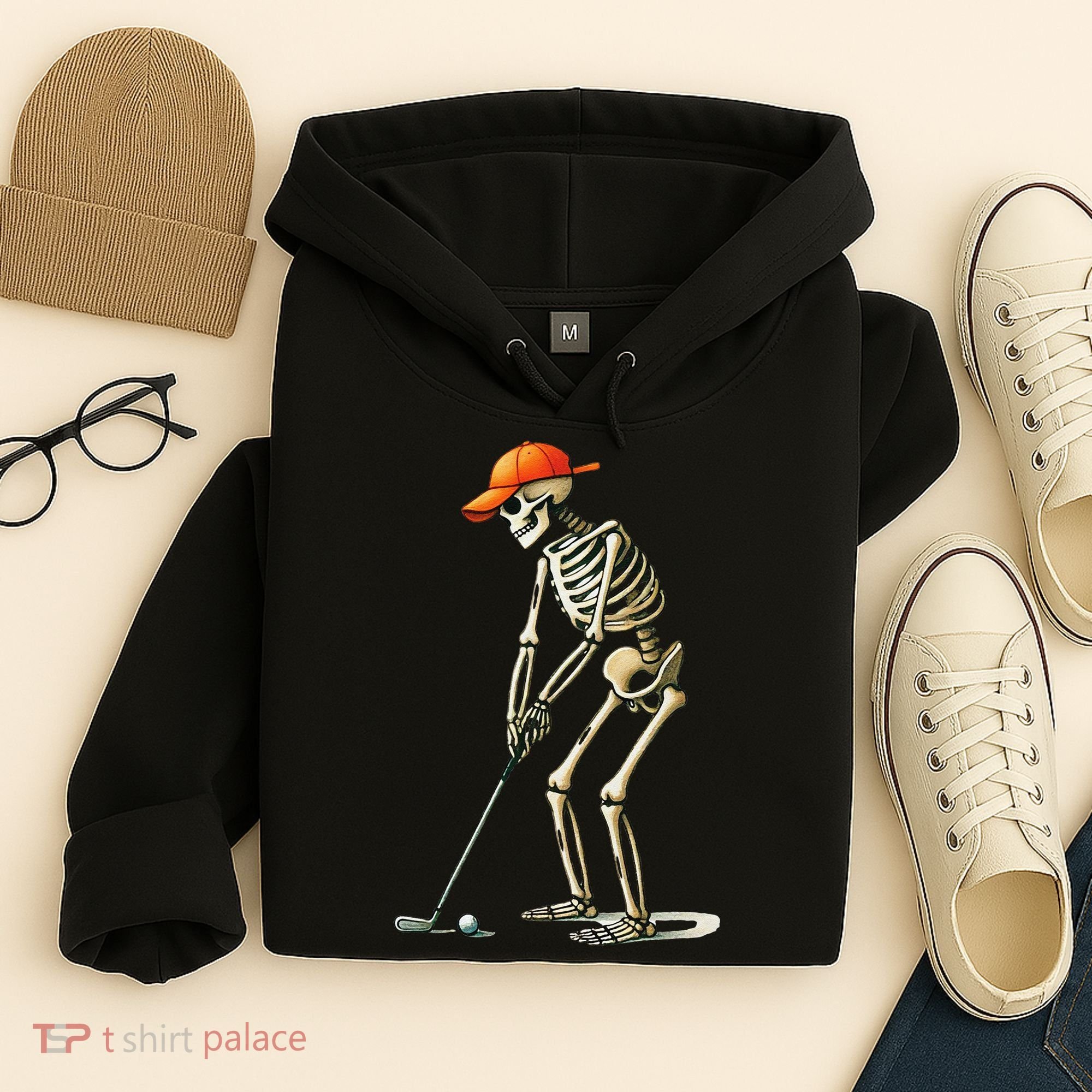 Skeleton Golf Halloween Golfer Golf Player Funny Gift Hoodie