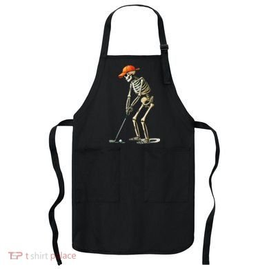 Skeleton Golf Halloween Golfer Golf Player Funny Gift Apron