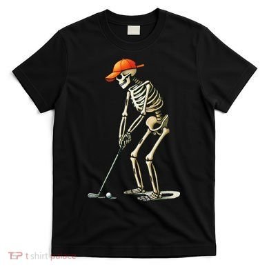 Skeleton Golf Halloween Golfer Golf Player Funny Gift T-Shirt