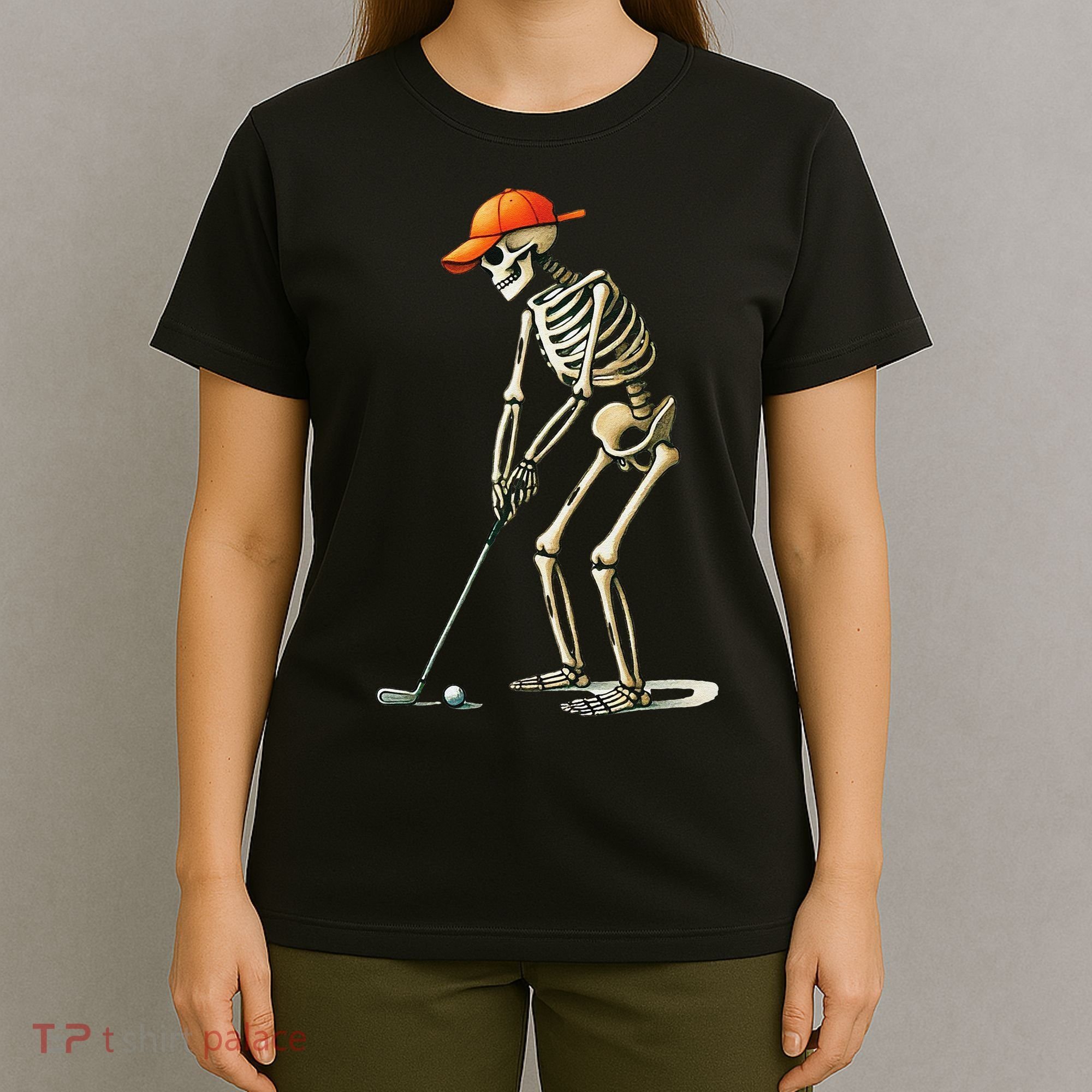 Skeleton Golf Halloween Golfer Golf Player Funny Gift T-Shirt