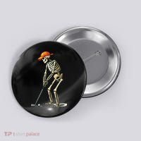Skeleton Golf Halloween Golfer Golf Player Funny Gift Button thumb 0