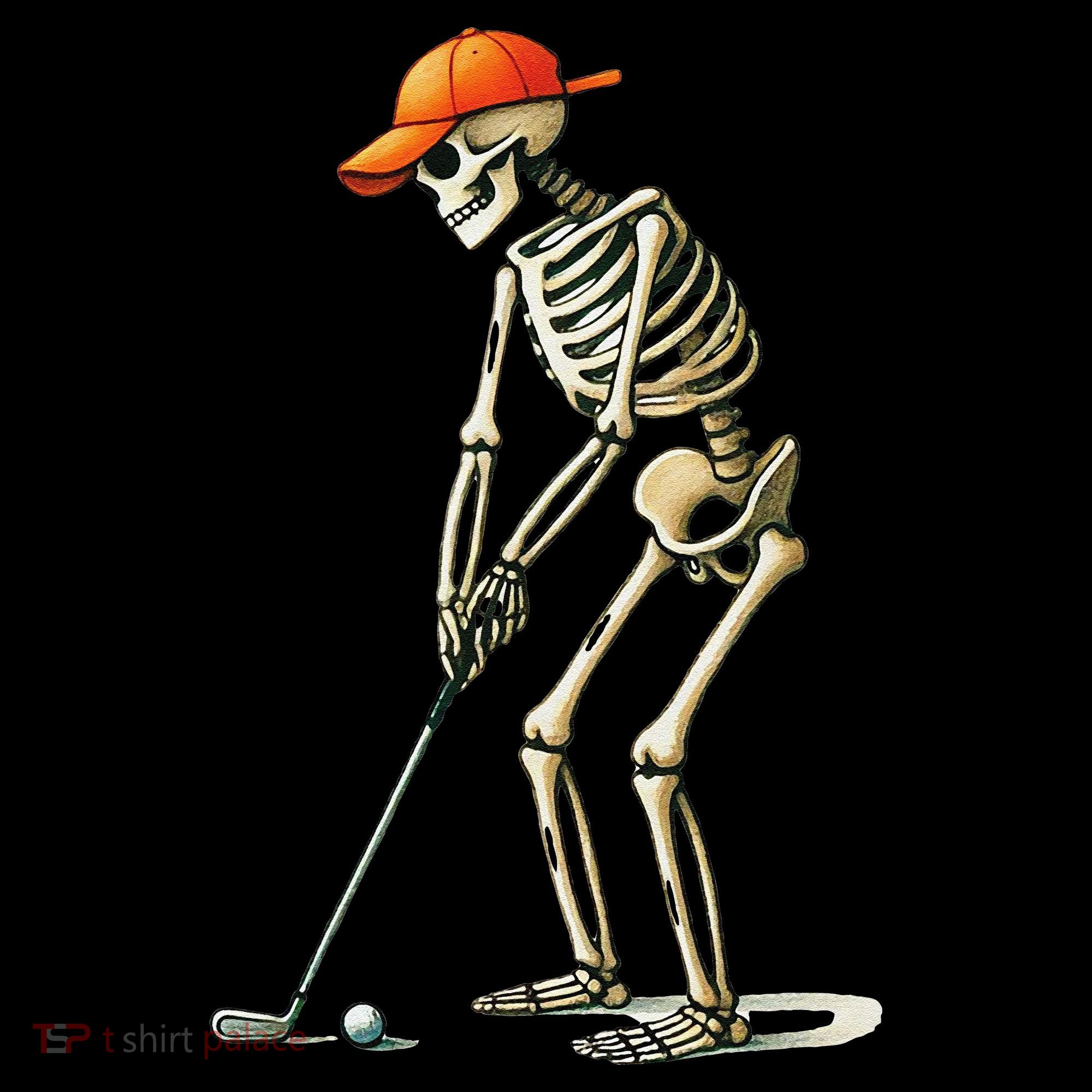 Skeleton Golf Halloween Golfer Golf Player Funny Gift Polo