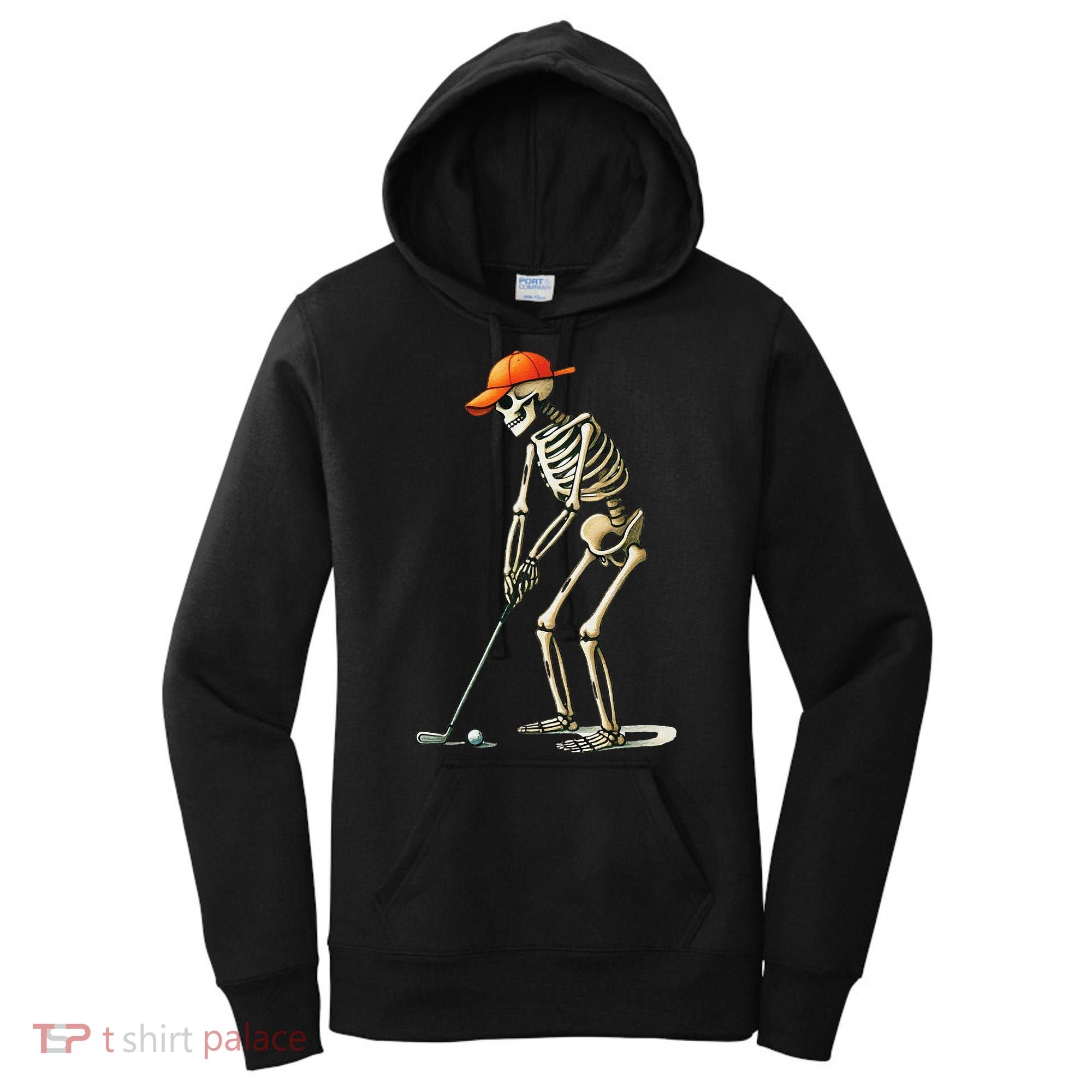 Skeleton Golf Halloween Golfer Golf Player Funny Gift Women's Hoodie