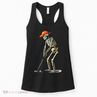 Skeleton Golf Halloween Golfer Golf Player Funny Gift Women's Tank Top