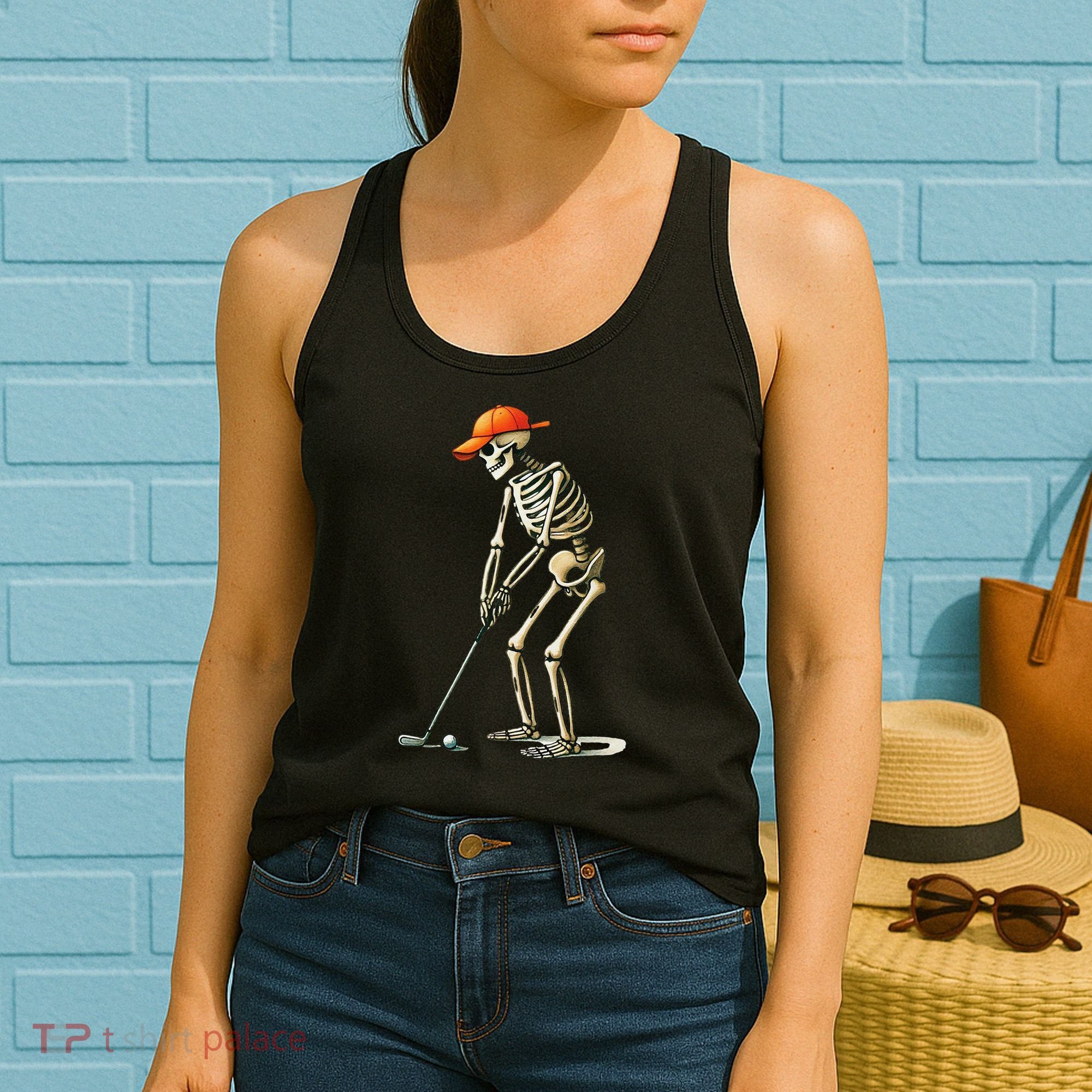 Skeleton Golf Halloween Golfer Golf Player Funny Gift Women's Tank Top