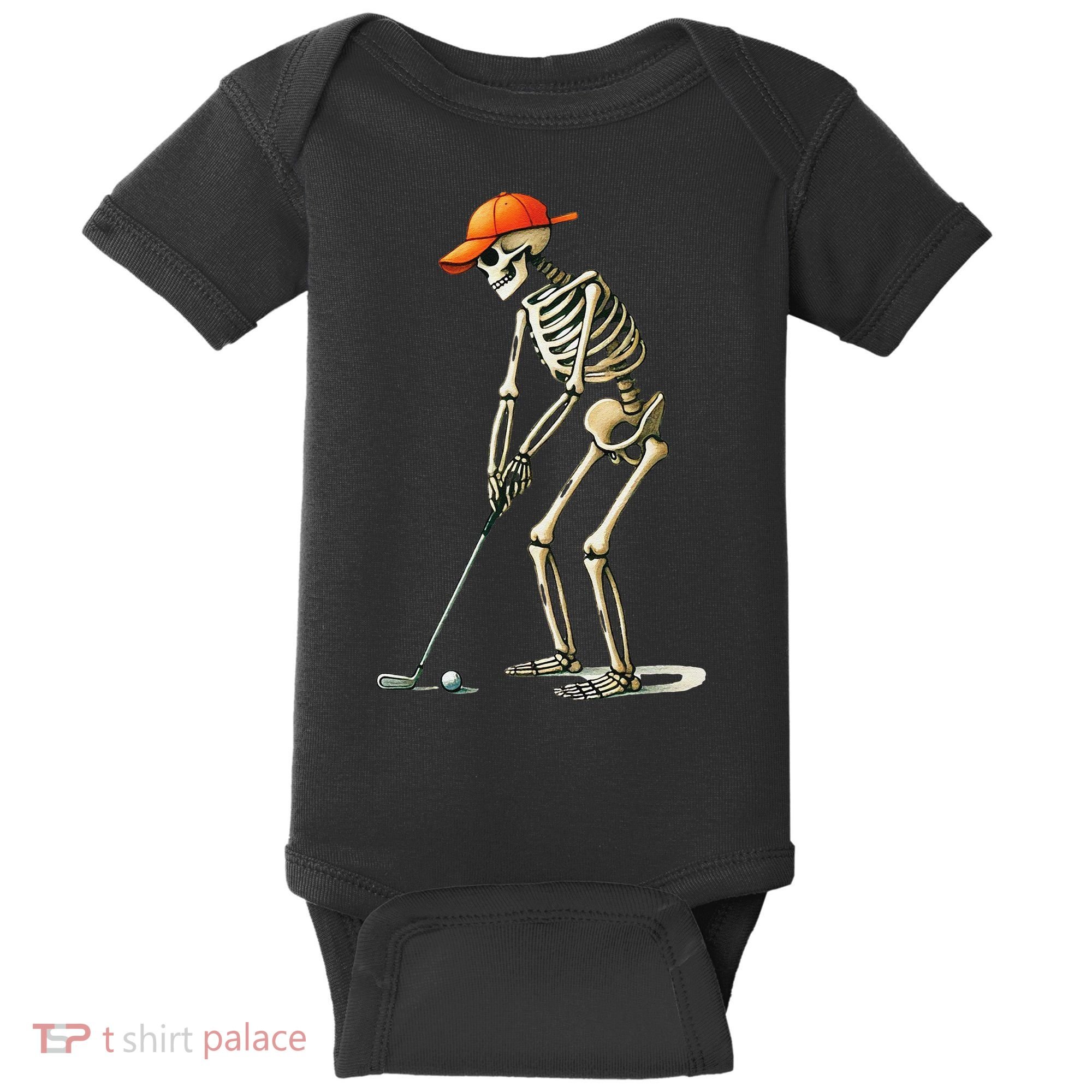 Skeleton Golf Halloween Golfer Golf Player Funny Gift Baby Bodysuit