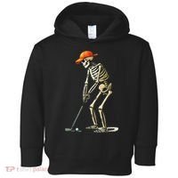 Skeleton Golf Halloween Golfer Golf Player Funny Gift Toddler Hoodie thumb 0