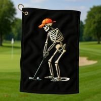 Skeleton Golf Halloween Golfer Golf Player Funny Gift Golf Towel thumb 1