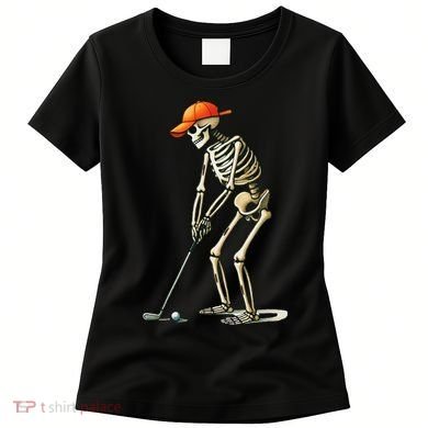 Skeleton Golf Halloween Golfer Golf Player Funny Gift Women's T-Shirt