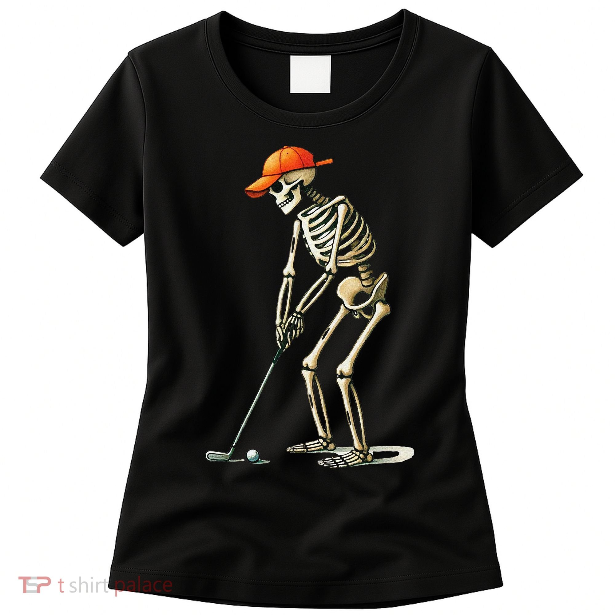 Skeleton Golf Halloween Golfer Golf Player Funny Gift Women's T-Shirt