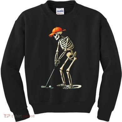 Skeleton Golf Halloween Golfer Golf Player Funny Gift Kids Sweatshirt