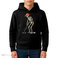 Skeleton Golf Halloween Golfer Golf Player Funny Gift Kids Hoodie thumb 4