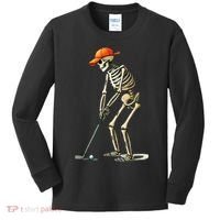 Skeleton Golf Halloween Golfer Golf Player Funny Gift Kids Long Sleeve Shirt thumb 0