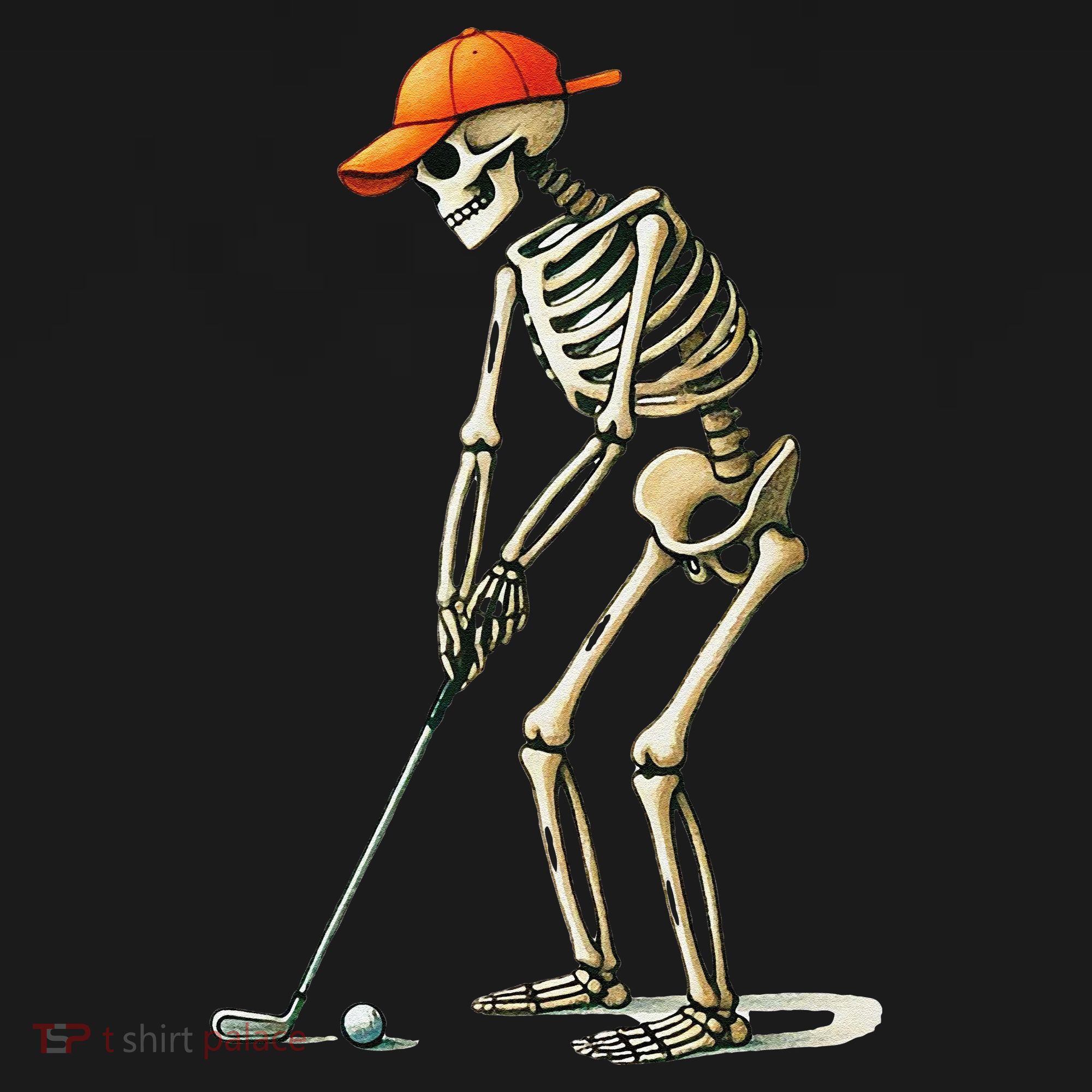 Skeleton Golf Halloween Golfer Golf Player Funny Gift Kids T-Shirt