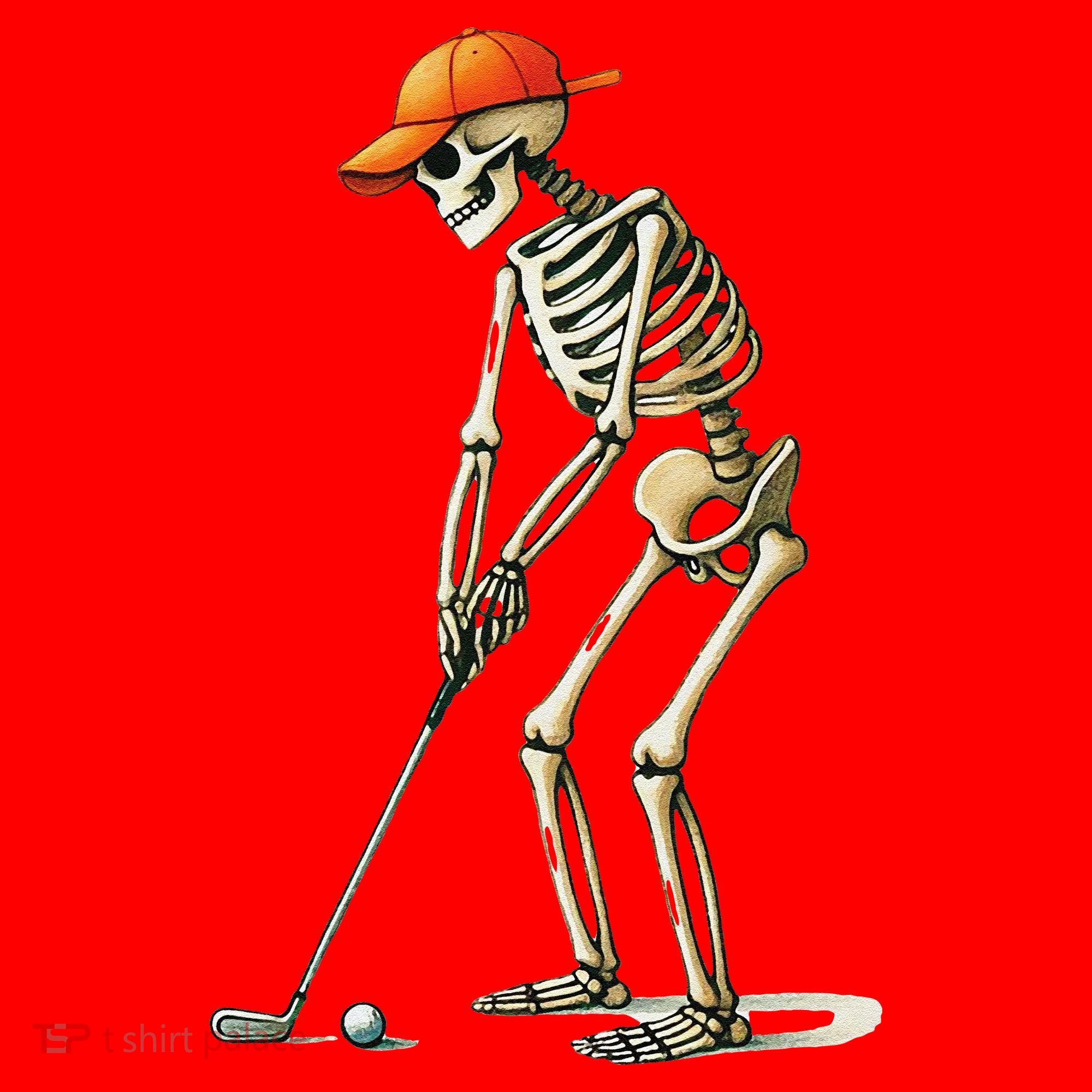 Skeleton Golf Halloween Golfer Golf Player Funny Gift Santa Hat