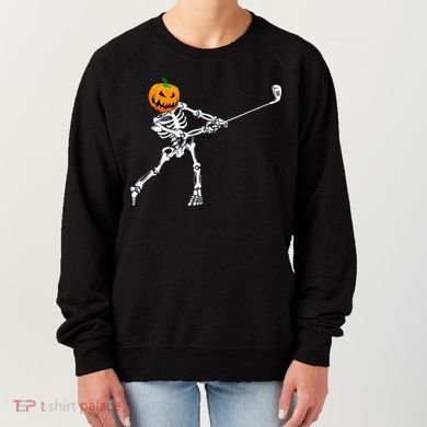 Skeleton Golf Halloween Pumpkin Golfing Golfer Women's Sweatshirt