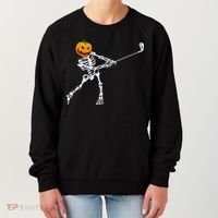 Skeleton Golf Halloween Pumpkin Golfing Golfer Women's Sweatshirt thumb 0