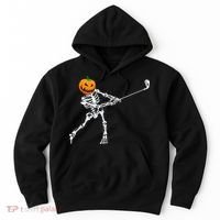 Skeleton Golf Halloween Pumpkin Golfing Golfer Hoodie thumb 0