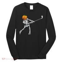 Skeleton Golf Halloween Pumpkin Golfing Golfer Long Sleeve Shirt thumb 0