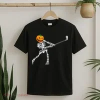 Skeleton Golf Halloween Pumpkin Golfing Golfer T-Shirt thumb 2