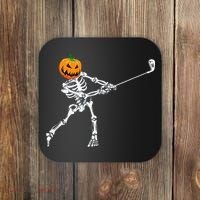 Skeleton Golf Halloween Pumpkin Golfing Golfer Coaster thumb 0