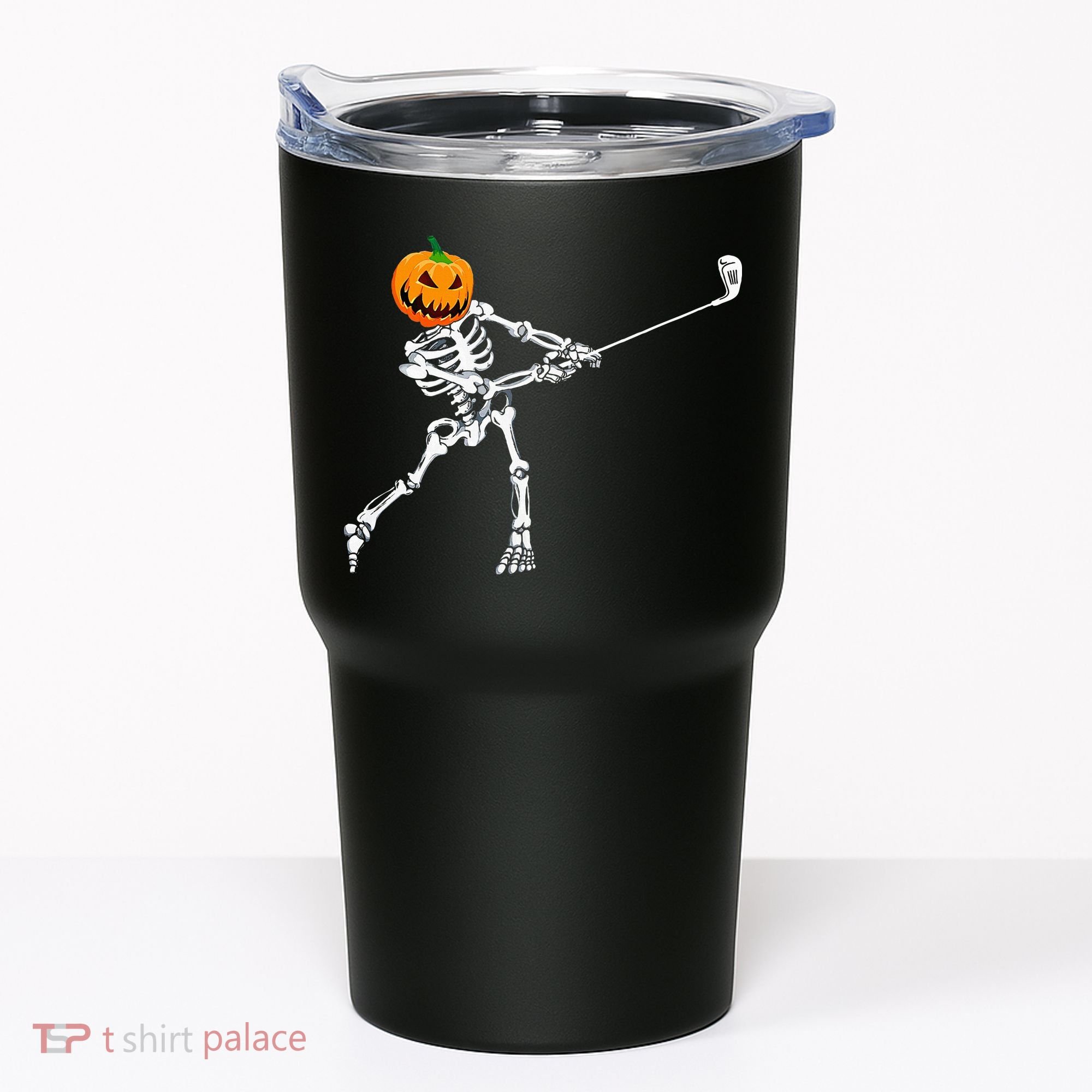 Skeleton Golf Halloween Pumpkin Golfing Golfer Tumbler
