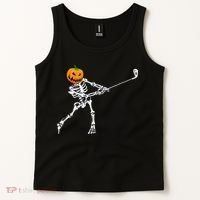 Skeleton Golf Halloween Pumpkin Golfing Golfer Tank Top thumb 2