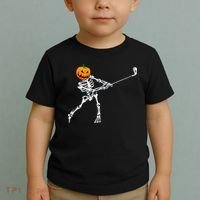 Skeleton Golf Halloween Pumpkin Golfing Golfer Toddler T-Shirt thumb 2