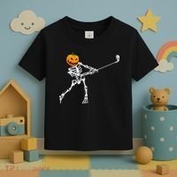 Skeleton Golf Halloween Pumpkin Golfing Golfer Toddler T-Shirt thumb 3