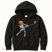 Skeleton Golf Halloween Pumpkin Golfing Golfer Kids Hoodie thumb 0