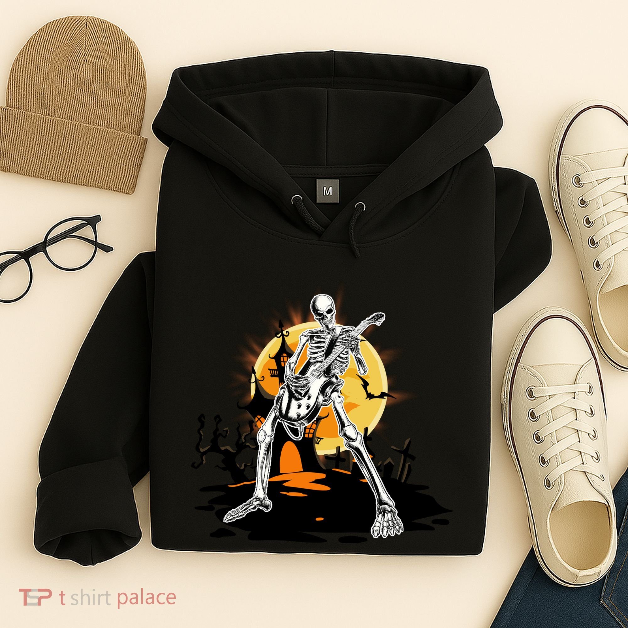 Skeleton Guitar Halloween Spooky Hoodie