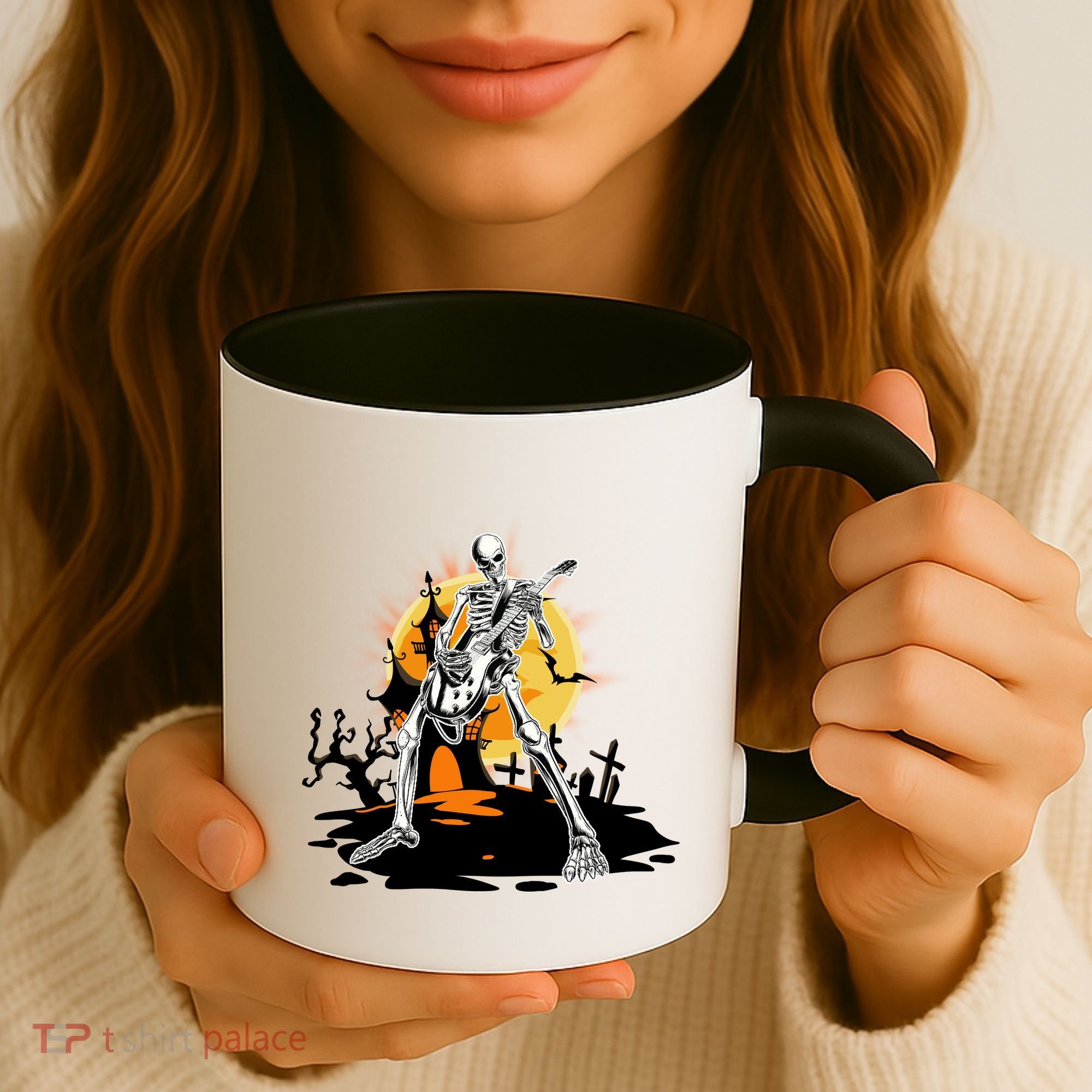 Skeleton Guitar Halloween Spooky Coffee Mug
