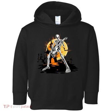 Skeleton Guitar Halloween Spooky Toddler Hoodie