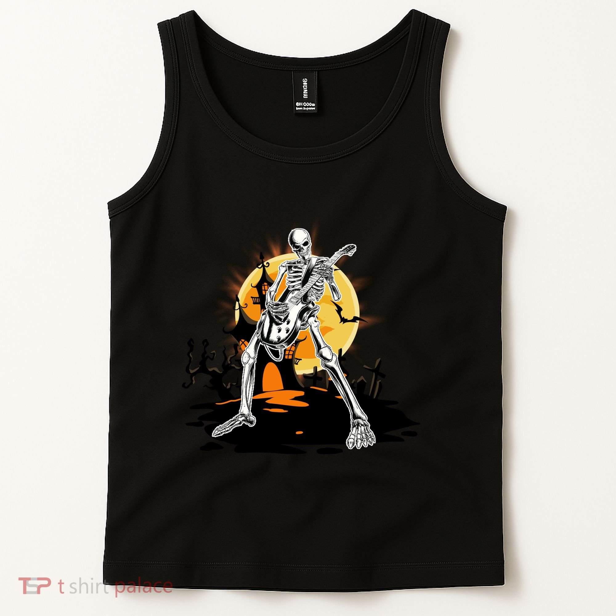 Skeleton Guitar Halloween Spooky Tank Top