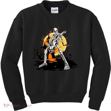 Skeleton Guitar Halloween Spooky Kids Sweatshirt